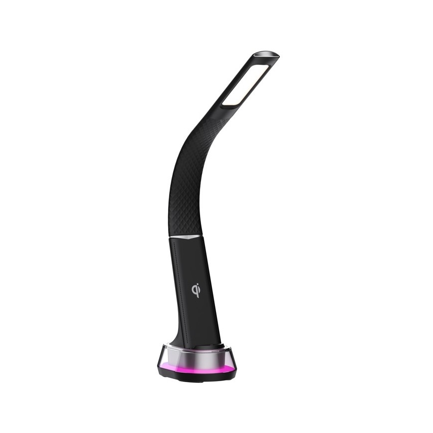 Lámpara de mesa LED RGB regulable con cargador inalámbrico CORELLA LED/7W/12/230V negro