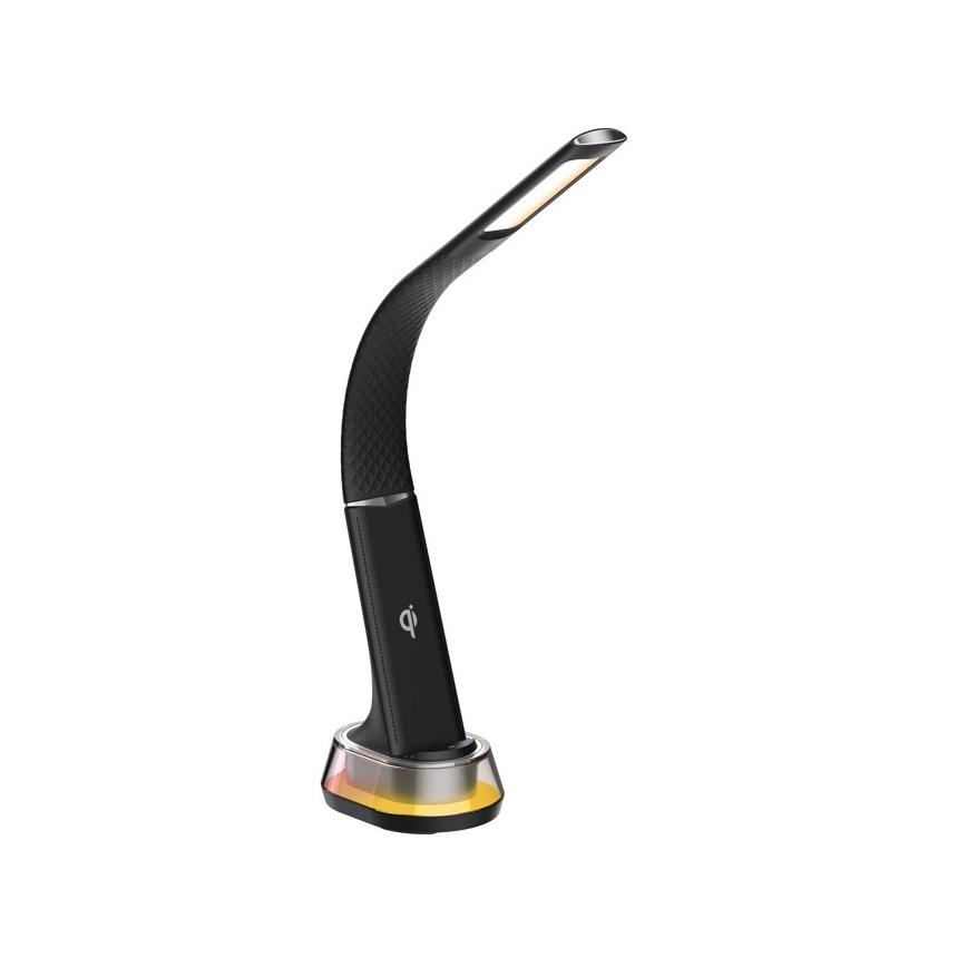Lámpara de mesa LED RGB regulable con cargador inalámbrico CORELLA LED/7W/12/230V negro