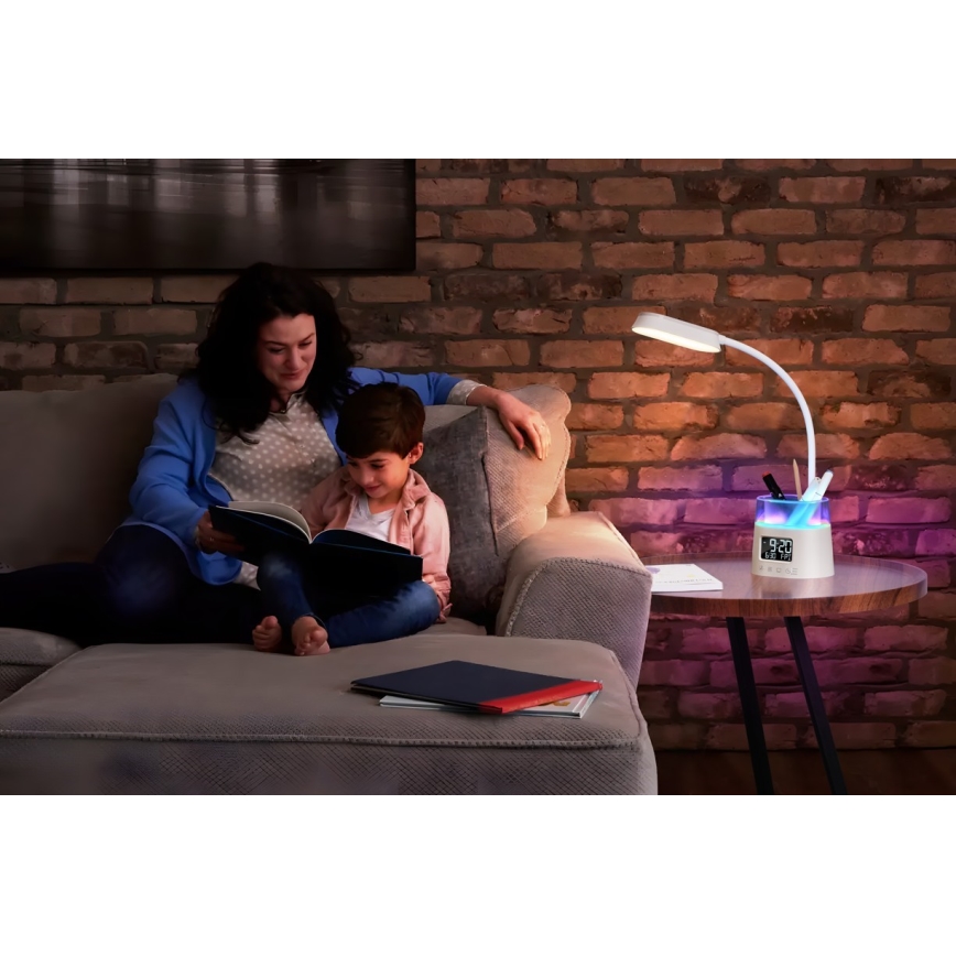 Lámpara de mesa LED RGBW regulable con portalápices FALCON LED/10W/5V