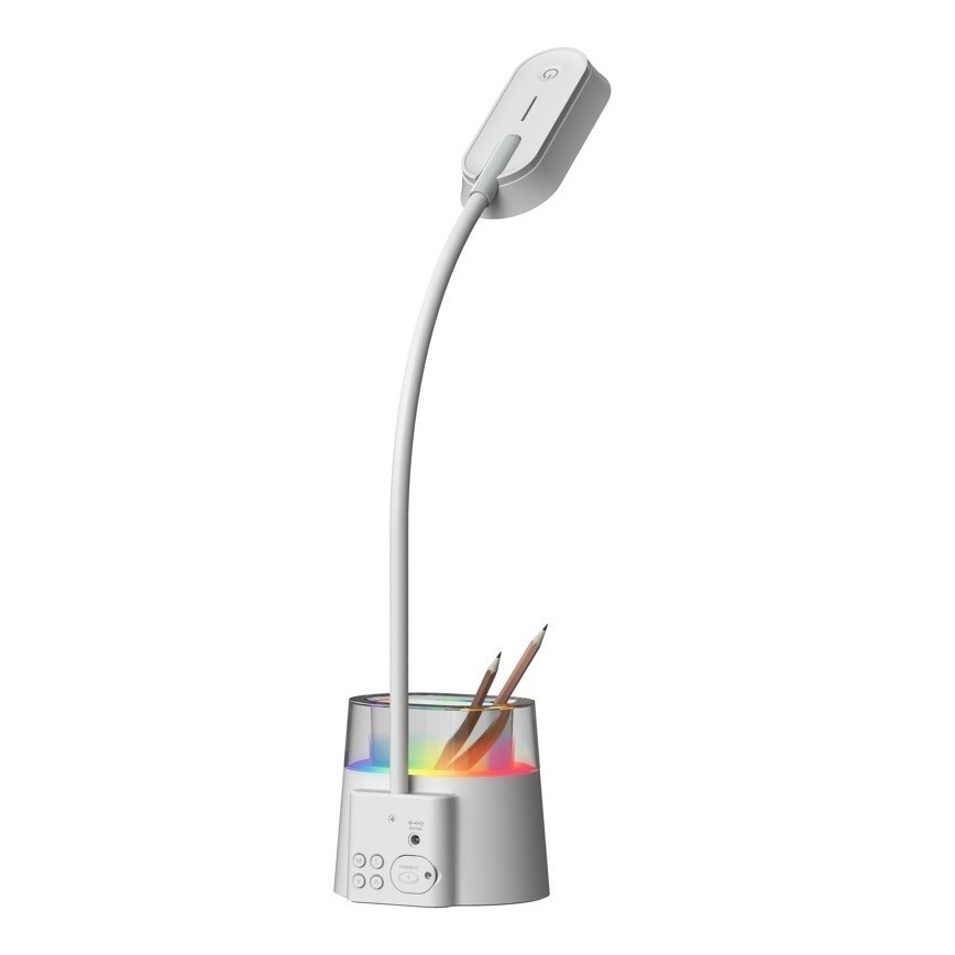 Lámpara de mesa LED RGBW regulable con portalápices FALCON LED/10W/5V