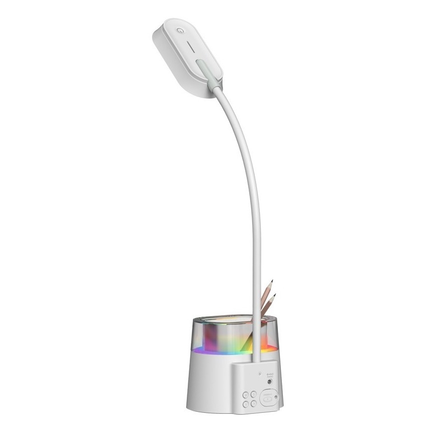 Lámpara de mesa LED RGBW regulable con portalápices FALCON LED/10W/5V