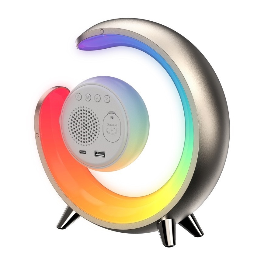 Lámpara de mesa LED RGBW regulable con despertador PEACOCK LED/20W/5V USB