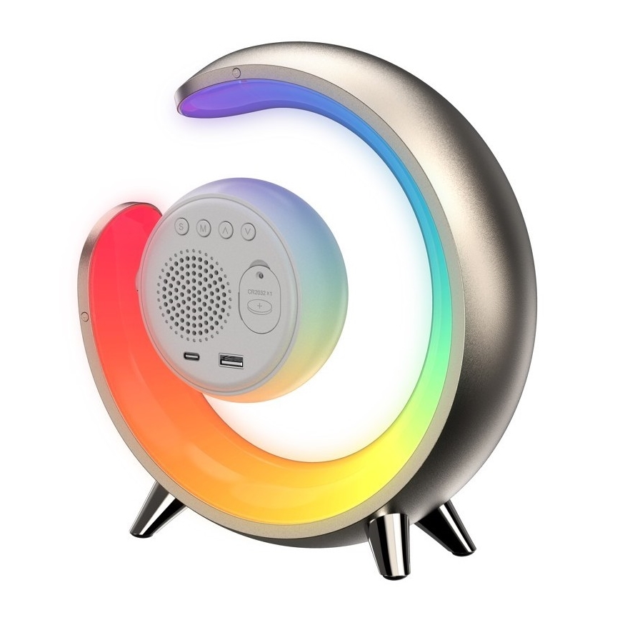 Lámpara de mesa LED RGBW regulable con despertador PEACOCK LED/20W/5V USB