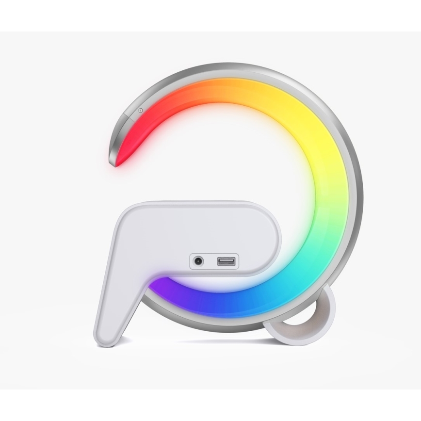 LED RGB Lámpara de mesa con dimmer con despertador y Qi cargando 30W/230V plata
