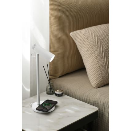 Lámpara de mesa LED regulable con inalámbrico Qi cargando TIT LED/12W/230V blanco
