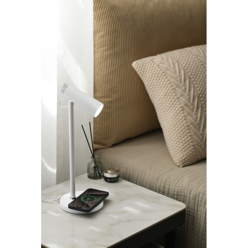 Lámpara de mesa LED regulable con inalámbrico Qi cargando TIT LED/12W/230V blanco