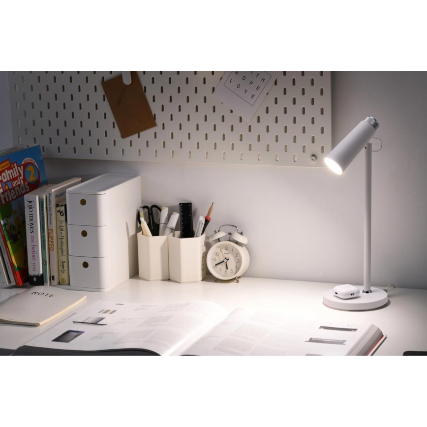 Lámpara de mesa LED regulable con inalámbrico Qi cargando TIT LED/12W/230V blanco