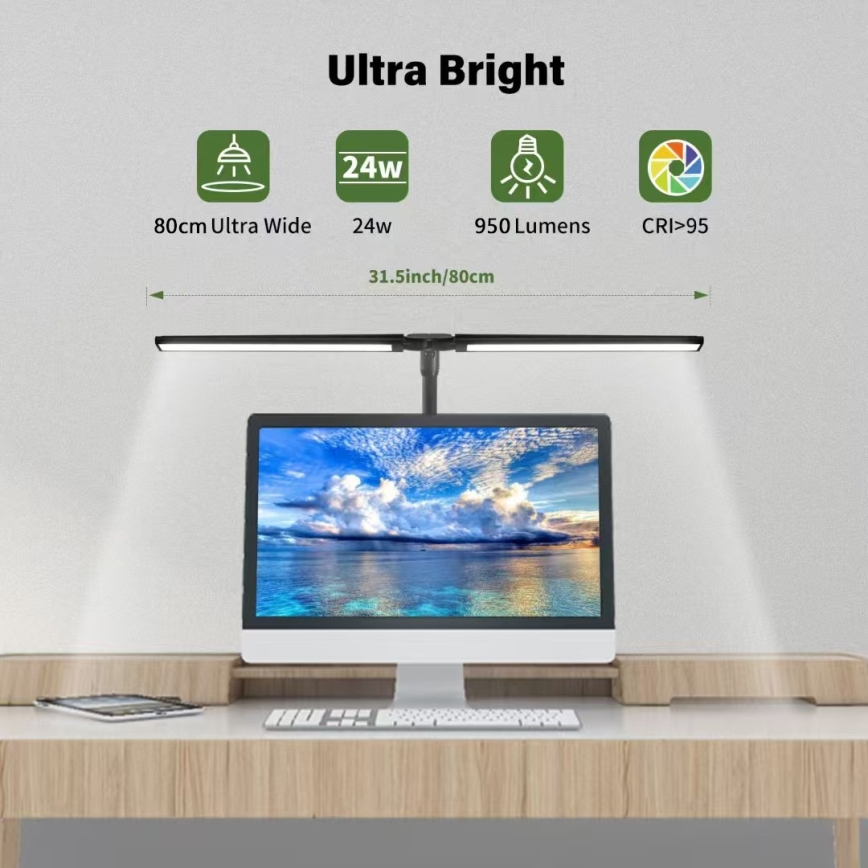 Iluminación LED flexible regulable para monitor OFFICE LED/24W/230V 2700-6300K CRI 95