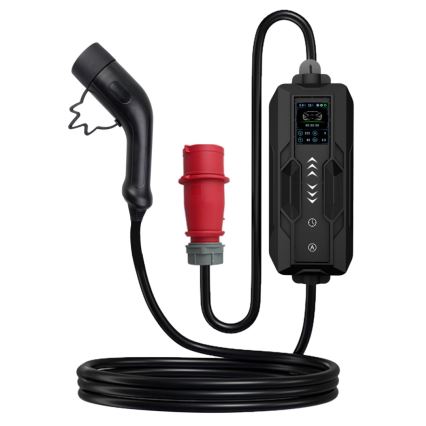 Immax - Estación de carga para coches eléctricos AC Type 2 16A/380V 11kW + enchufe 230V, 3,7kW 5m + estuche