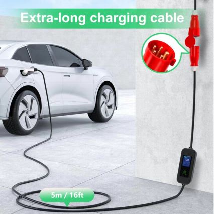 Immax - Estación de carga para coches eléctricos AC Type 2 32A/380V 22kW + enchufe 230V 5m Wi-Fi Tuya