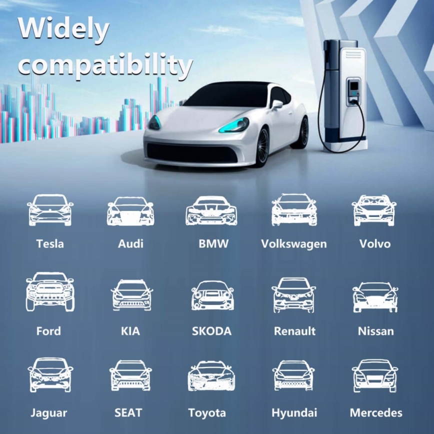 Immax - Estación de carga para coches eléctricos AC Type 2 32A/380V 22kW + enchufe 230V 5m Wi-Fi Tuya