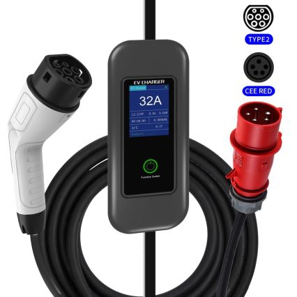 Immax - Estación de carga para coches eléctricos AC Type 2 32A/380V 22kW + enchufe 230V 5m Wi-Fi Tuya