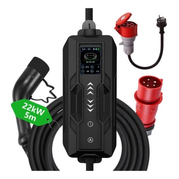 Immax - EV Estación de carga de viaje para coches eléctricos AC Tipo 2 32A/380V 22kW 5m + estuche