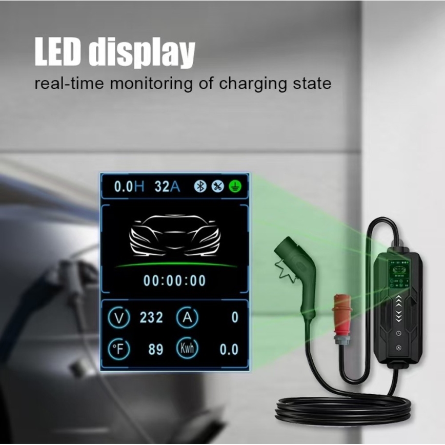 Immax - EV Estación de carga de viaje para coches eléctricos AC Tipo 2 32A/380V 22kW 5m + estuche