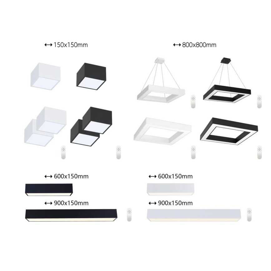 Immax NEO 07074-90 - Plafón LED regulable CANTO LED/50W/230V negro Tuya + control remoto