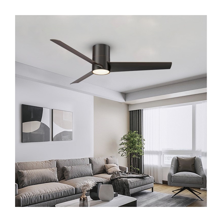 Immax NEO 07135-B - Ventilador de techo LED regulable FRESH LED/18W/230V Wi-Fi Tuya negro + control remoto