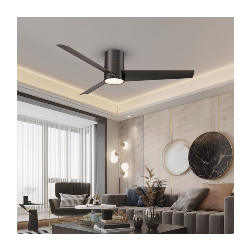 Immax NEO 07135-B - Ventilador de techo LED regulable FRESH LED/18W/230V Wi-Fi Tuya negro + control remoto