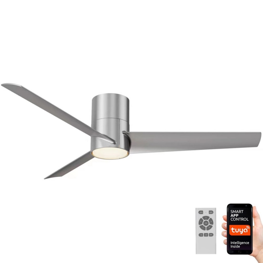 Immax NEO 07135-S - Ventilador de techo LED regulable FRESH LED/18W/230V Wi-Fi Tuya cromo mate + control remoto