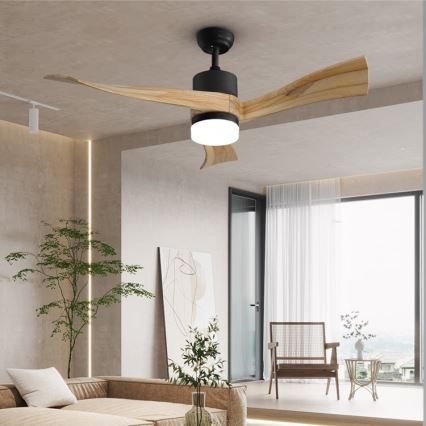 Immax NEO 07136-B - Ventilador de techo LED regulable SOFISTICADO LED/18W/230V roble Wi-Fi Tuya + control remoto