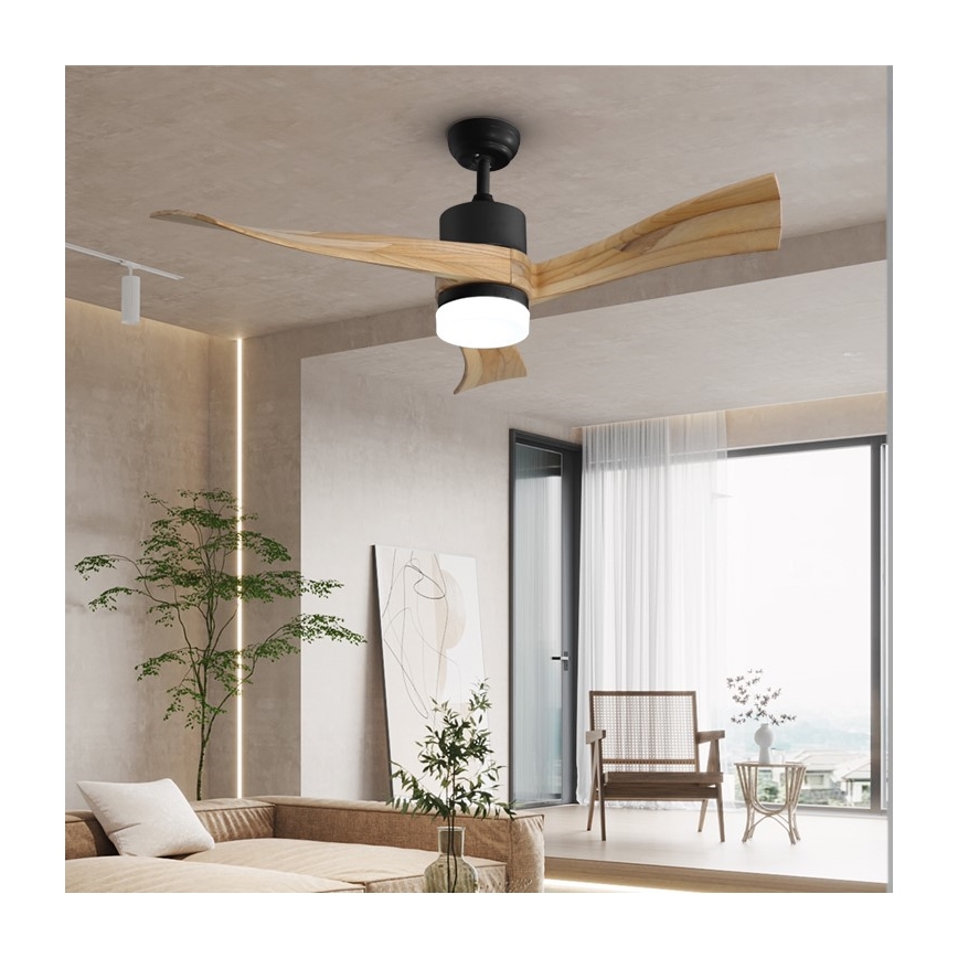 Immax NEO 07136-B - Ventilador de techo LED regulable SOFISTICADO LED/18W/230V roble Wi-Fi Tuya + control remoto