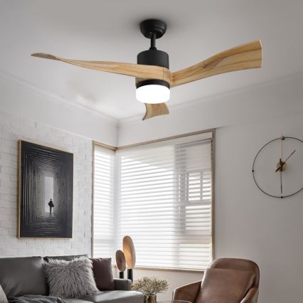 Immax NEO 07136-B - Ventilador de techo LED regulable SOFISTICADO LED/18W/230V roble Wi-Fi Tuya + control remoto