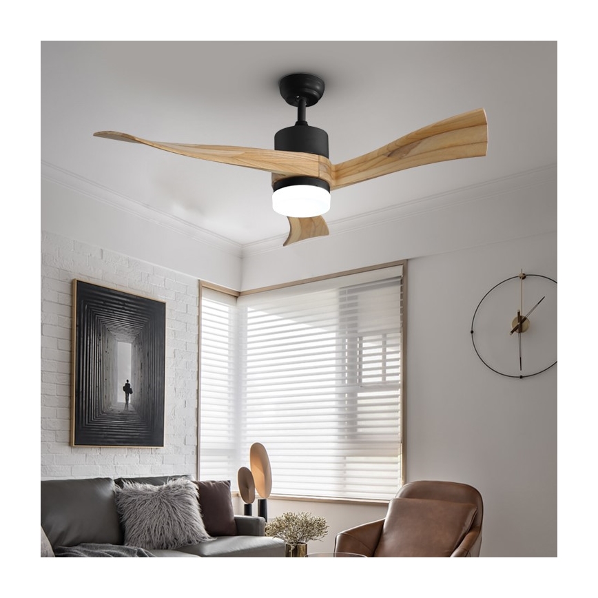 Immax NEO 07136-B - Ventilador de techo LED regulable SOFISTICADO LED/18W/230V roble Wi-Fi Tuya + control remoto