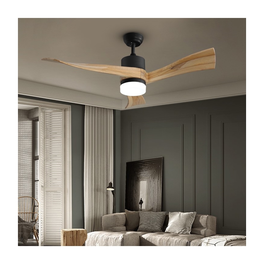 Immax NEO 07136-B - Ventilador de techo LED regulable SOFISTICADO LED/18W/230V roble Wi-Fi Tuya + control remoto