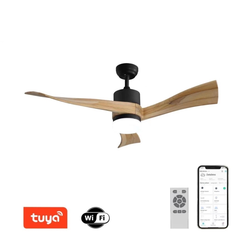 Immax NEO 07136-B - Ventilador de techo LED regulable SOFISTICADO LED/18W/230V roble Wi-Fi Tuya + control remoto