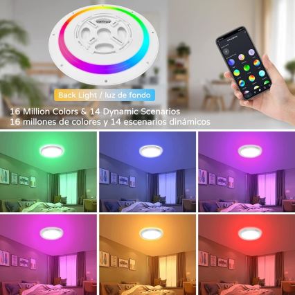 Immax NEO 07164-40 - LED RGB+CCT Plafón regulable NEO LITE TUDO LED/50W/230V Wi-Fi Tuya + Control remoto