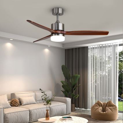 Immax NEO 07165-S - Ventilador de techo LED ELEGANTE LED/18W/230V roble Wi-Fi Tuya + control remoto