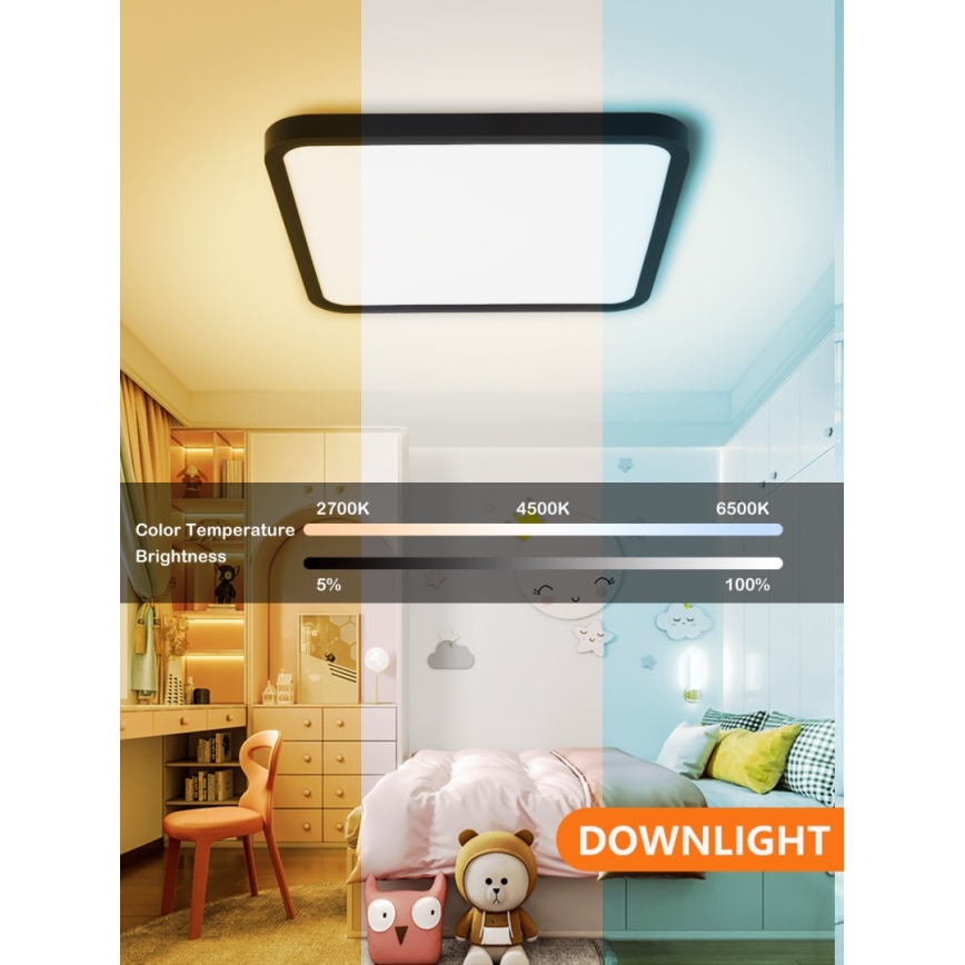 Immax NEO 07167-B40 - LED RGB+CCT Plafón regulable NEO LITE TUDO LED/50W/230V Wi-Fi Tuya negro + control remoto