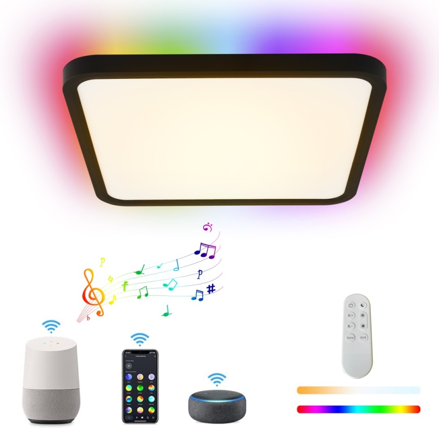 Immax NEO 07167-B40 - LED RGB+CCT Plafón regulable NEO LITE TUDO LED/50W/230V Wi-Fi Tuya negro + control remoto