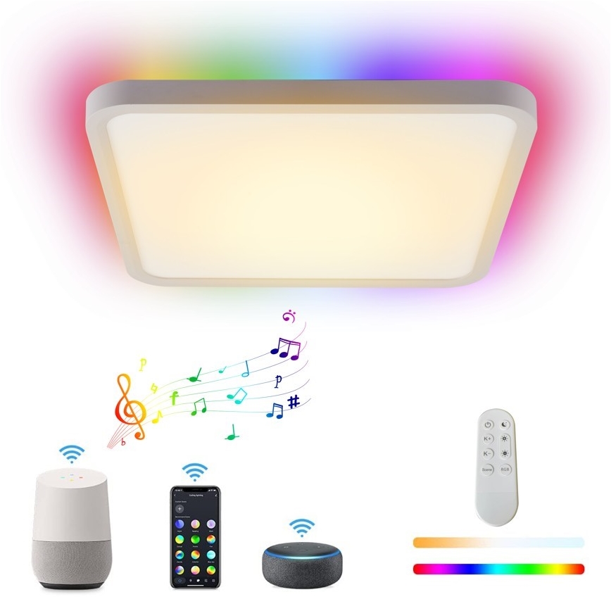 Immax NEO 07168-W40 - LED RGB+CCT Plafón regulable NEO LITE TUDO LED/50W/230V Wi-Fi Tuya blanco + control remoto