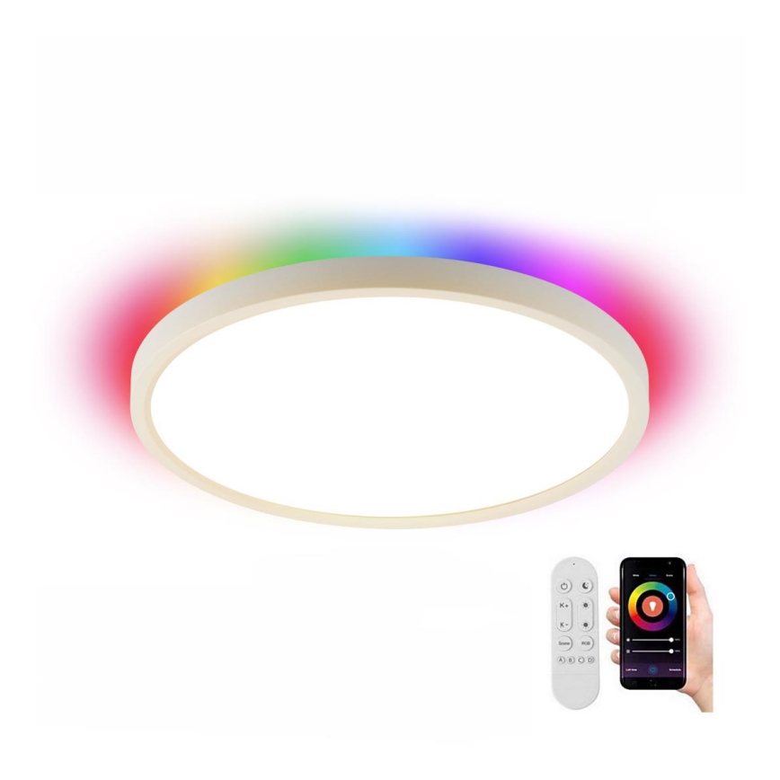 Immax NEO 07169-W60 - LED RGB+CCT Plafón con dimmer NEO LITE TUDO 65W/230V 2700-6500K Wi-Fi Tuya + control remoto blanco