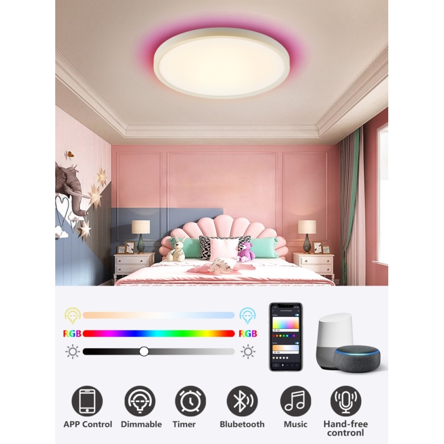 Immax NEO 07169-W60 - LED RGB+CCT Plafón con dimmer NEO LITE TUDO 65W/230V 2700-6500K Wi-Fi Tuya + control remoto blanco
