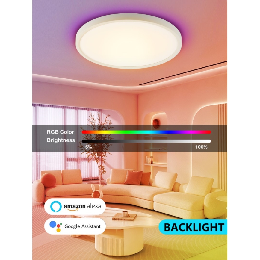 Immax NEO 07169-W60 - LED RGB+CCT Plafón con dimmer NEO LITE TUDO 65W/230V 2700-6500K Wi-Fi Tuya + control remoto blanco