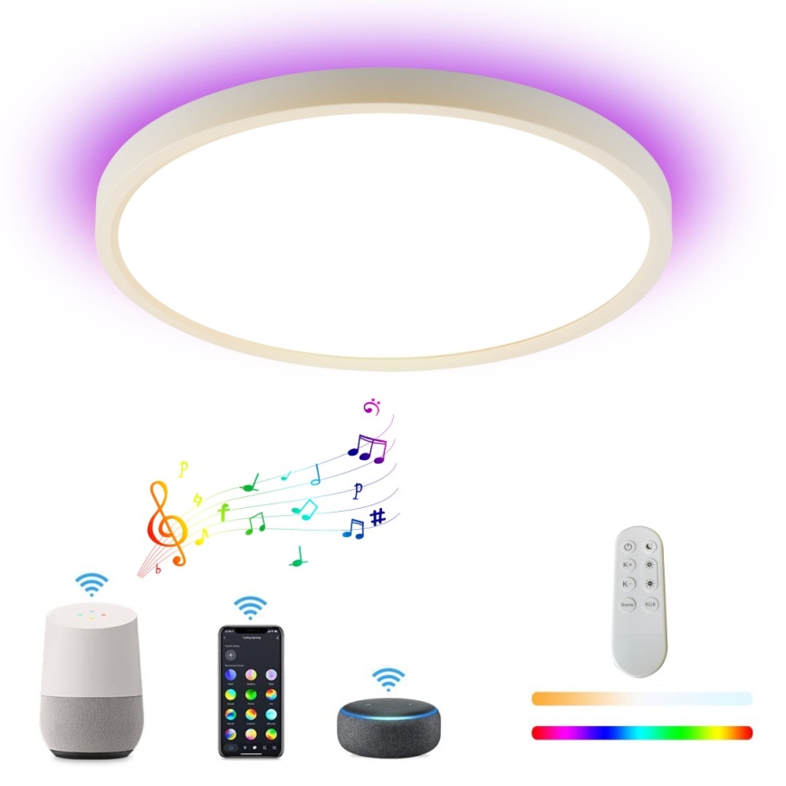 Immax NEO 07169-W60 - LED RGB+CCT Plafón con dimmer NEO LITE TUDO 65W/230V 2700-6500K Wi-Fi Tuya + control remoto blanco
