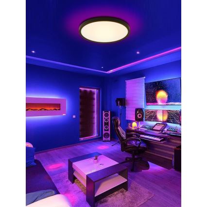 Immax NEO 07170-B60 - LED RGB+CCT Plafón con dimmer NEO LITE TUDO LED/65W/230V 2700-6500K Wi-Fi Tuya negro + control remoto