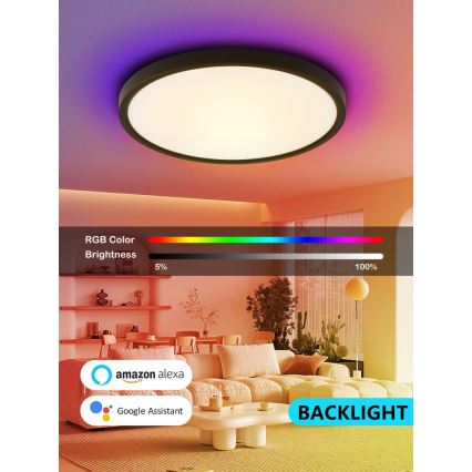 Immax NEO 07170-B60 - LED RGB+CCT Plafón con dimmer NEO LITE TUDO LED/65W/230V 2700-6500K Wi-Fi Tuya negro + control remoto
