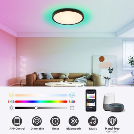 Immax NEO 07170-B60 - LED RGB+CCT Plafón con dimmer NEO LITE TUDO LED/65W/230V 2700-6500K Wi-Fi Tuya negro + control remoto