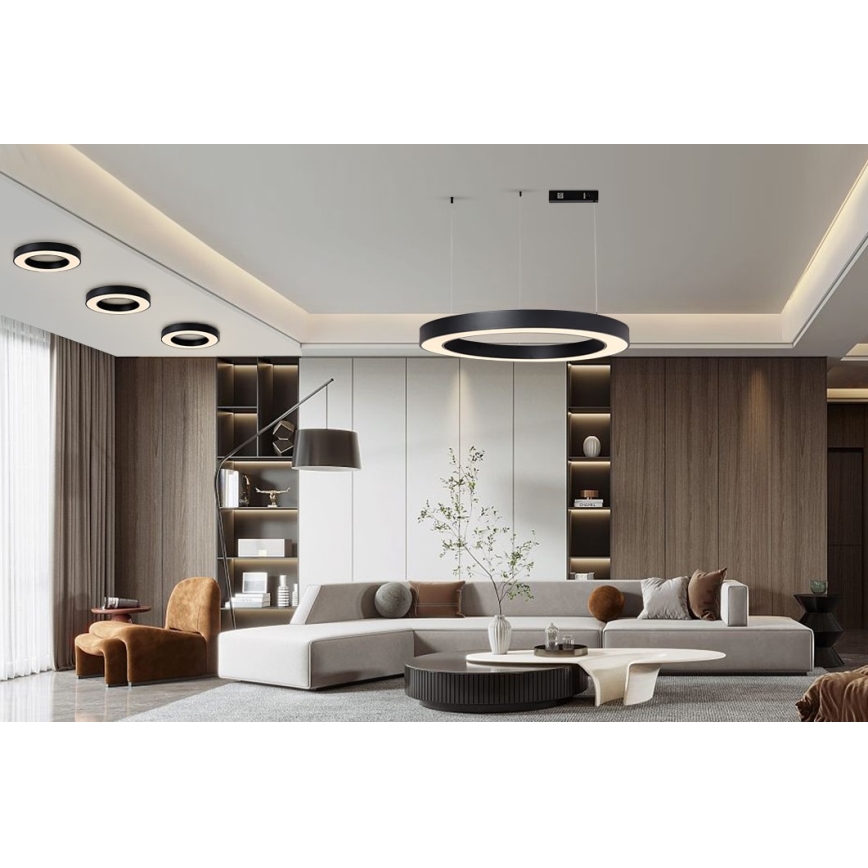 Immax NEO 07209L - Plafón LED regulable PASTEL LED/53W/230V 60 cm negro Tuya + control remoto