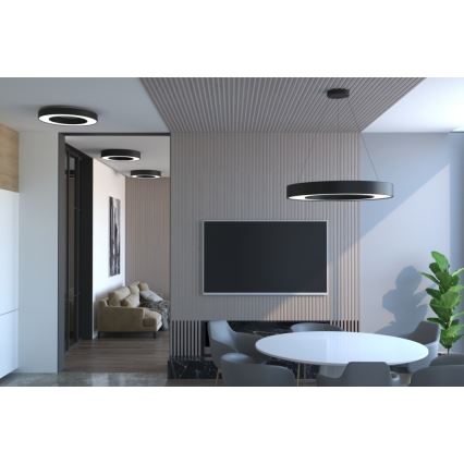 Immax NEO 07209L - Plafón LED regulable PASTEL LED/53W/230V 60 cm negro Tuya + control remoto