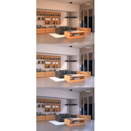 Immax NEO 07209L - Plafón LED regulable PASTEL LED/53W/230V 60 cm negro Tuya + control remoto