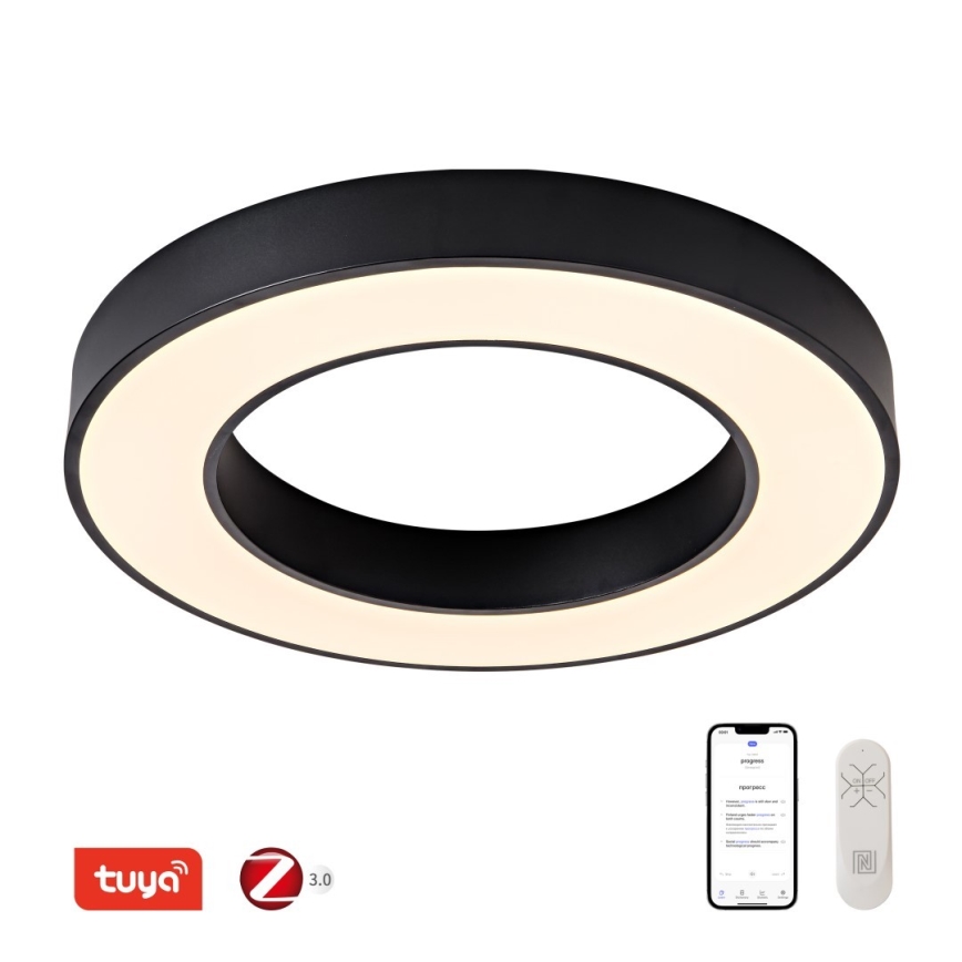 Immax NEO 07209L - Plafón LED regulable PASTEL LED/53W/230V 60 cm negro Tuya + control remoto