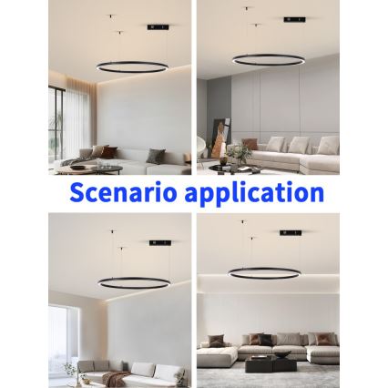 Immax NEO 07215L - Lámpara de araña LED regulable FINO LED/60W/230V 80 cm negro Tuya + control remoto