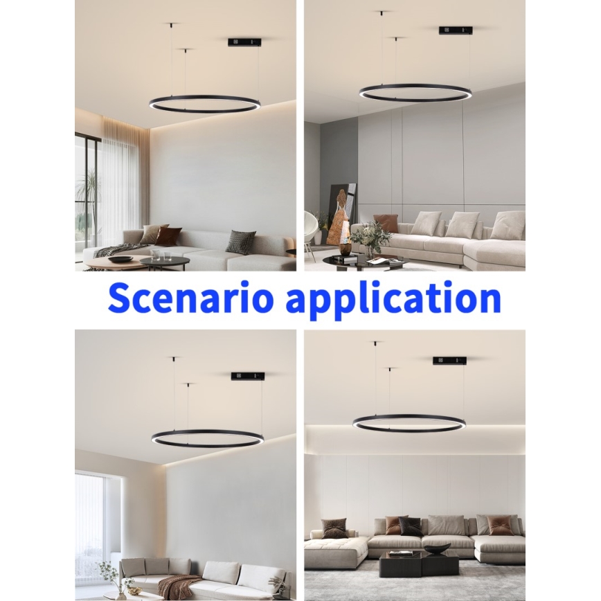 Immax NEO 07215L - Lámpara de araña LED regulable FINO LED/60W/230V 80 cm negro Tuya + control remoto