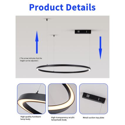 Immax NEO 07215L - Lámpara de araña LED regulable FINO LED/60W/230V 80 cm negro Tuya + control remoto