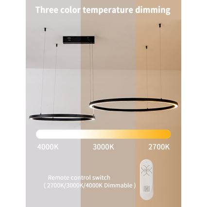 Immax NEO 07216L - Lámpara de araña LED regulable con cadena FINO LED/93W/230V 60/80cm negro Tuya + CR