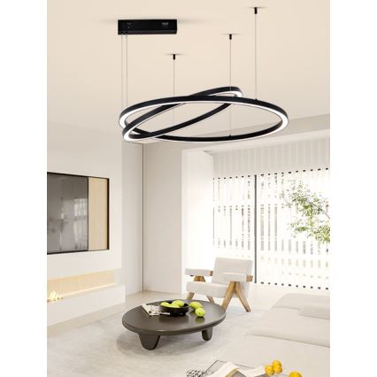 Immax NEO 07216L - Lámpara de araña LED regulable con cadena FINO LED/93W/230V 60/80cm negro Tuya + CR