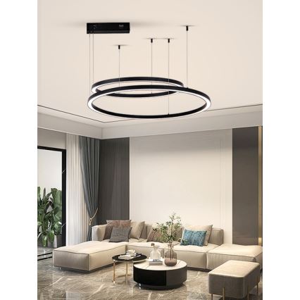 Immax NEO 07216L - Lámpara de araña LED regulable con cadena FINO LED/93W/230V 60/80cm negro Tuya + CR